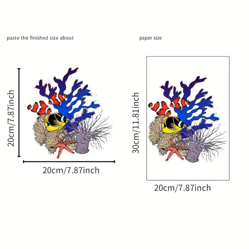 Coral Fish Pattern Toilet Decal - Waterproof & Self Adhesive