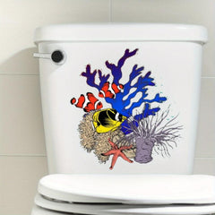 Coral Fish Pattern Toilet Decal - Waterproof & Self Adhesive