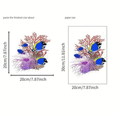 Coral Fish Pattern Toilet Decal - Waterproof & Self Adhesive