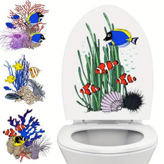 Coral Fish Pattern Toilet Decal - Waterproof & Self Adhesive