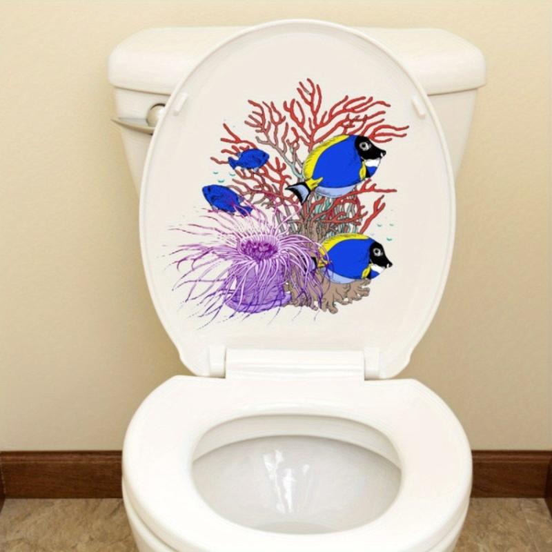 Coral Fish Pattern Toilet Decal - Waterproof & Self Adhesive