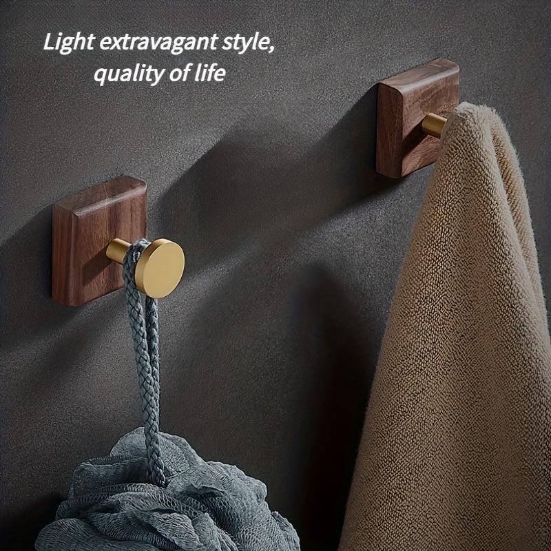 4pcs Wooden Coat Hook Retro Entryway Bath Towel Hook Walnut Hook