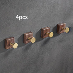 4pcs Wooden Coat Hook Retro Entryway Bath Towel Hook Walnut Hook