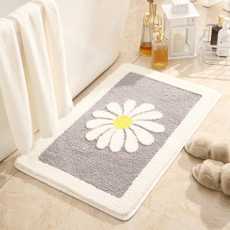 Daisy Pattern Non-Slip Absorbent Floor Mat Soft & Comfortable Bathroom Mat