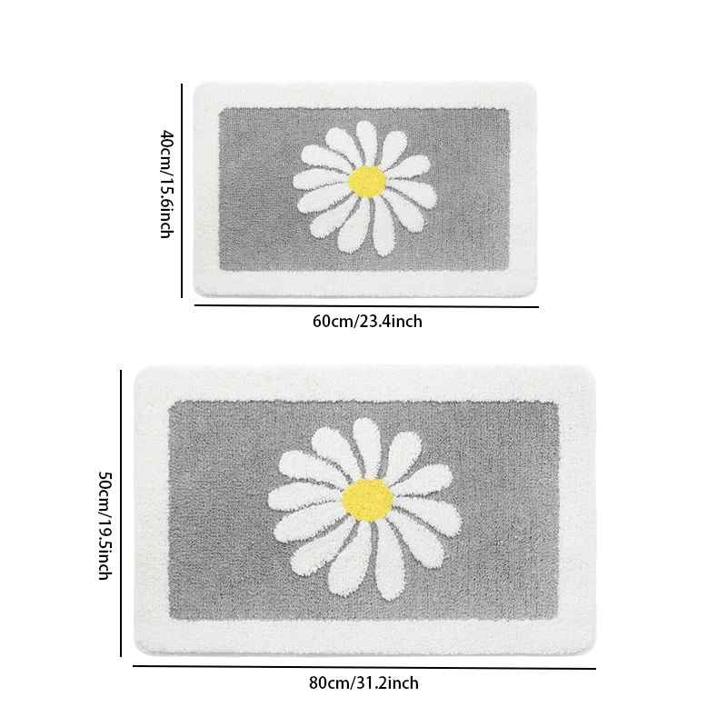 Daisy Pattern Non-Slip Absorbent Floor Mat Soft & Comfortable Bathroom Mat