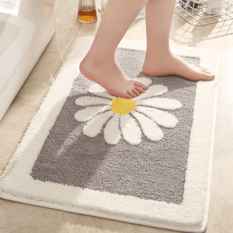 Daisy Pattern Non-Slip Absorbent Floor Mat Soft & Comfortable Bathroom Mat