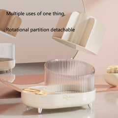 360 Degree Rotating Makeup Brush Organizer Clear Storage Box