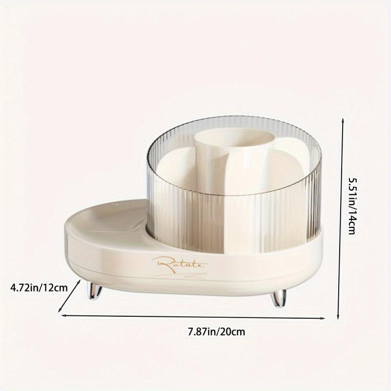 360 Degree Rotating Makeup Brush Organizer Clear Storage Box
