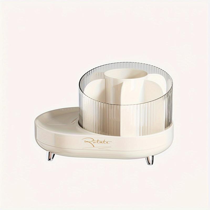 360 Degree Rotating Makeup Brush Organizer Clear Storage Box