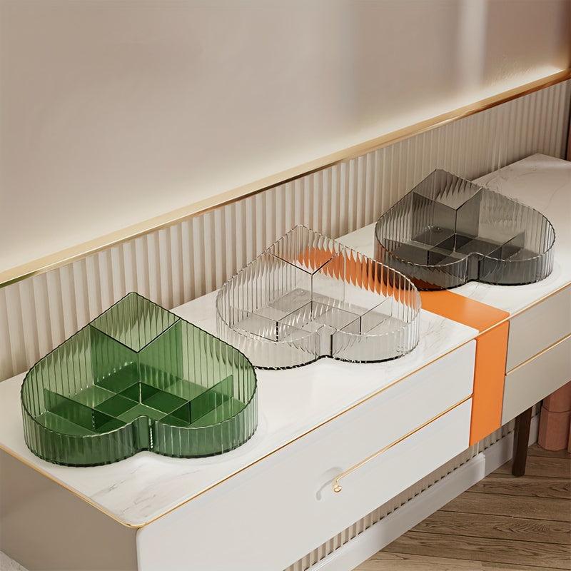 Transparent Heart Shaped Cosmetic Storage Box Makeup Organizer