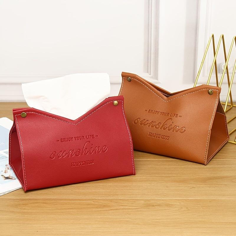 Slogan Graphic Tissue Box Cover Holder Storage Bag for Bathroom Living Room