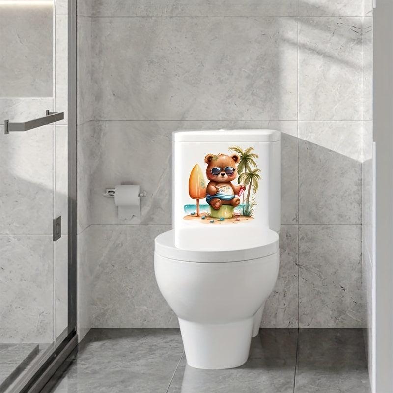 Bear Toilet Sticker Bathroom Decoration Self-Adhesive Decal Room Decor