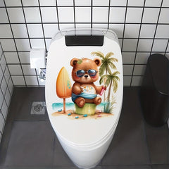 Bear Toilet Sticker Bathroom Decoration Self-Adhesive Decal Room Decor