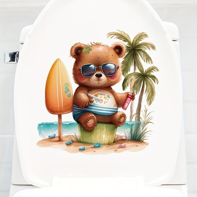Bear Toilet Sticker Bathroom Decoration Self-Adhesive Decal Room Decor