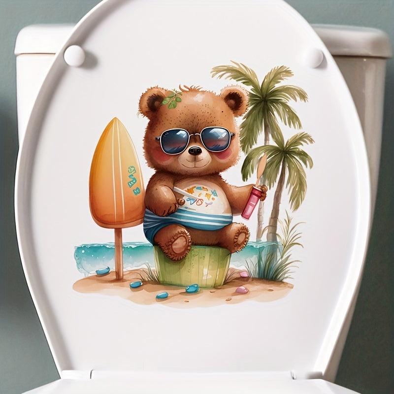 Bear Toilet Sticker Bathroom Decoration Self-Adhesive Decal Room Decor