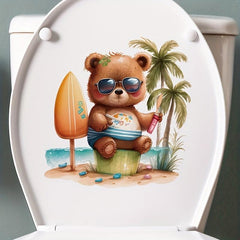 Bear Toilet Sticker Bathroom Decoration Self-Adhesive Decal Room Decor