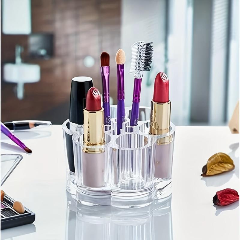 Flower Shaped Acrylic Cosmetic Storage Box Makeup Brush and Lipstick Holder