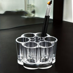 Flower Shaped Acrylic Cosmetic Storage Box Makeup Brush and Lipstick Holder