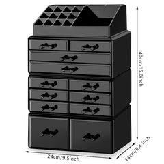 Acrylic Makeup Storage Box 9 Drawers Lipstick Jewelry Vanity Organizer