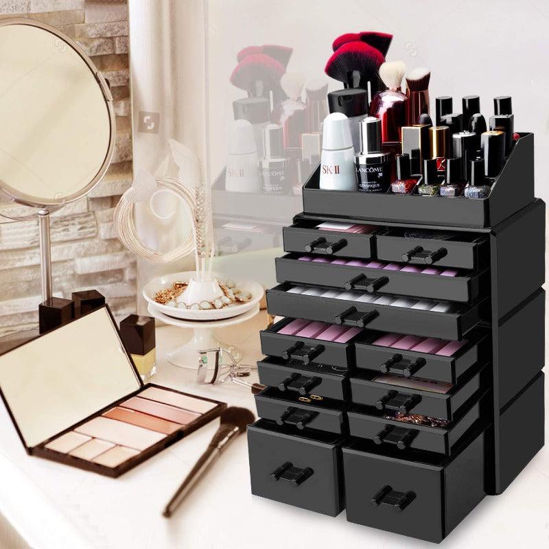 Acrylic Makeup Storage Box 9 Drawers Lipstick Jewelry Vanity Organizer