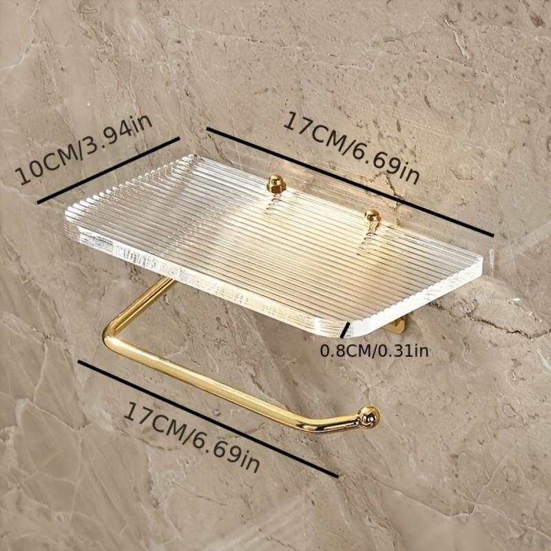 Toilet Paper Holder With Shelf Acrylic Roll Paper Storage Rack