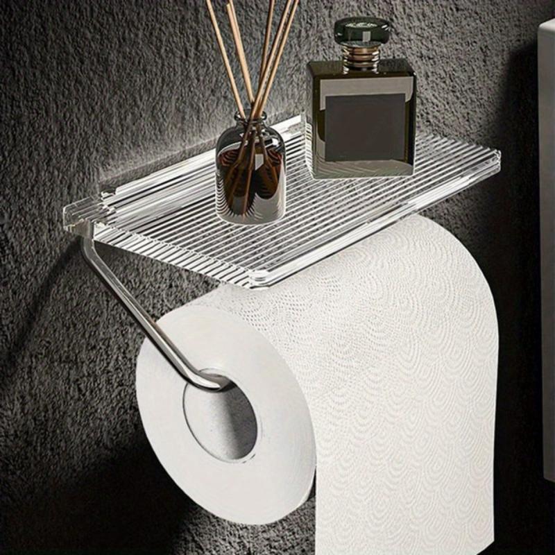 Toilet Paper Holder With Shelf Acrylic Roll Paper Storage Rack