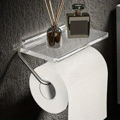 Toilet Paper Holder With Shelf Acrylic Roll Paper Storage Rack