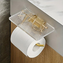 Toilet Paper Holder With Shelf Acrylic Roll Paper Storage Rack