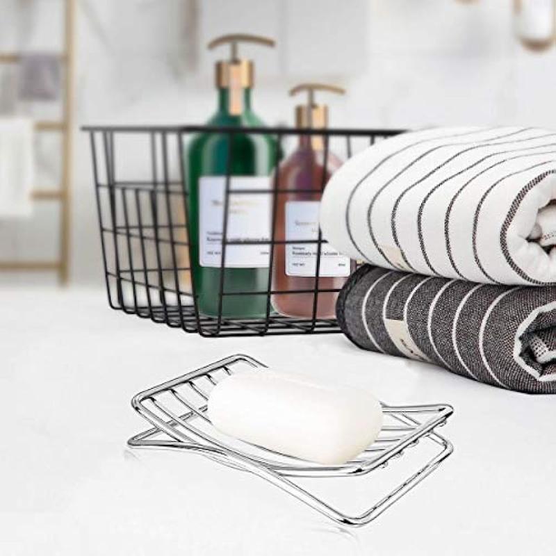 Stainless Steel Soap Dish Drain Soap Tray Self Draining Soap Holder for Bathroom