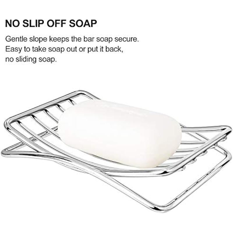 Stainless Steel Soap Dish Drain Soap Tray Self Draining Soap Holder for Bathroom