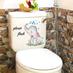 Elephant Wall Sticker Toilet Decoration Self-adhesive Removable Bathroom