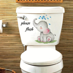 Elephant Wall Sticker Toilet Decoration Self-adhesive Removable Bathroom