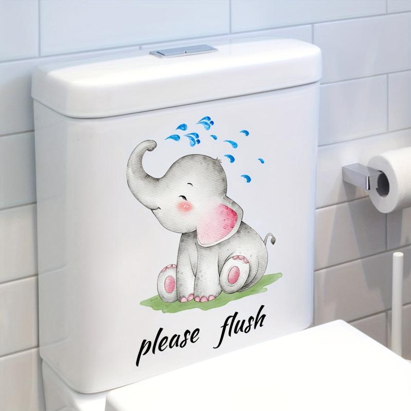 Elephant Wall Sticker Toilet Decoration Self-adhesive Removable Bathroom
