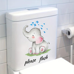 Elephant Wall Sticker Toilet Decoration Self-adhesive Removable Bathroom
