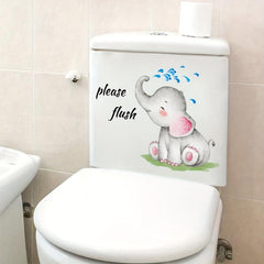 Elephant Wall Sticker Toilet Decoration Self-adhesive Removable Bathroom