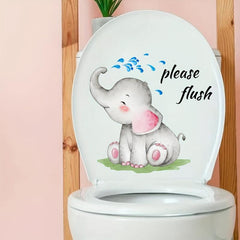 Elephant Wall Sticker Toilet Decoration Self-adhesive Removable Bathroom