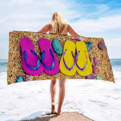 Women's Microfiber Lightweight Beach Towel w/Flip-flop Pattern 59x29