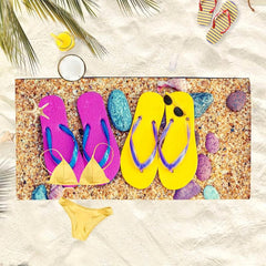 Women's Microfiber Lightweight Beach Towel w/Flip-flop Pattern 59x29