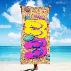 Women's Microfiber Lightweight Beach Towel w/Flip-flop Pattern 59x29