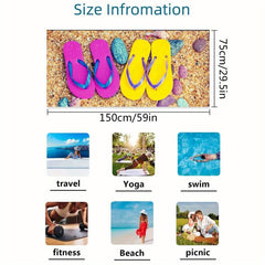 Women's Microfiber Lightweight Beach Towel w/Flip-flop Pattern 59x29