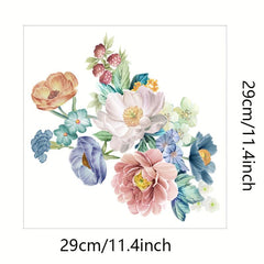 Romantic Peony Flower Toilet Sticker, Floral Fresh Waterproof Vinyl Decoration