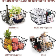 4pcs Wire Storage Baskets For Bathroom Countertop Organization