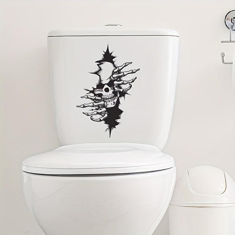 Halloween Broken Hole Skull Head Sticker Bathroom Toilet Paste Home Decoration