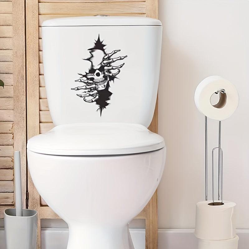 Halloween Broken Hole Skull Head Sticker Bathroom Toilet Paste Home Decoration