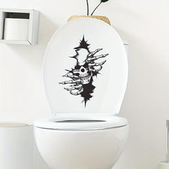 Halloween Broken Hole Skull Head Sticker Bathroom Toilet Paste Home Decoration