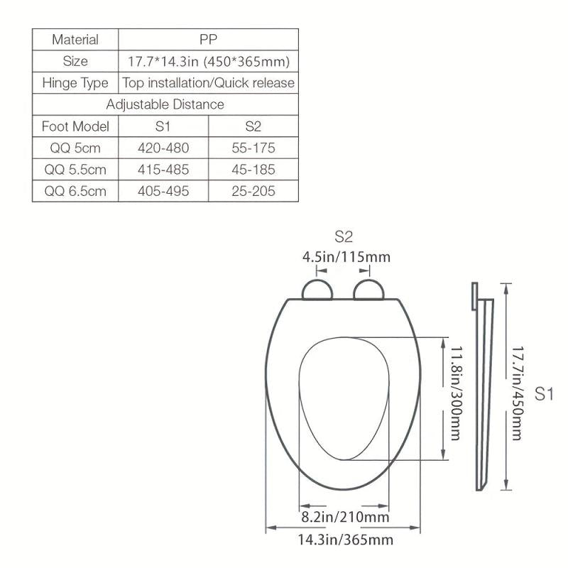 Soft Close Elongated Toilet Seat Cover Quick Release