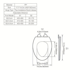 Soft Close Elongated Toilet Seat Cover Quick Release