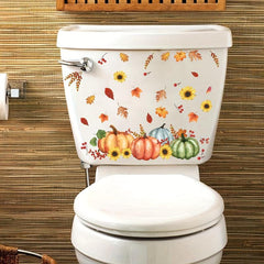 Autumn Maple Leaf Pumpkin Toilet Sticker Bathroom Decor