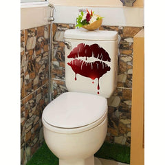 Halloween Scary Lip Toilet Sticker, Wall Decal & Lid Sticker