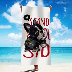 Dog Pattern & Letter Print Beach Towel Microfiber Soft Absorbent Lightweight